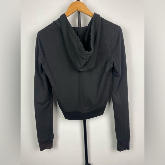 Express Black Y2K 2000s Graphic Print Full Zip Cropped Hoodie Sweater - Picture 9 of 9